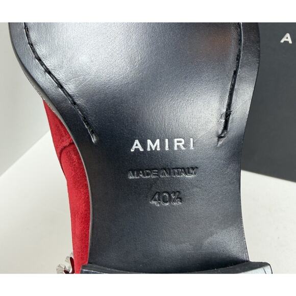 Size 7.5US - Amiri Chain Link Bandana Boots Merlot Red Suede❤️ NEW/RETAIL $1.4K!